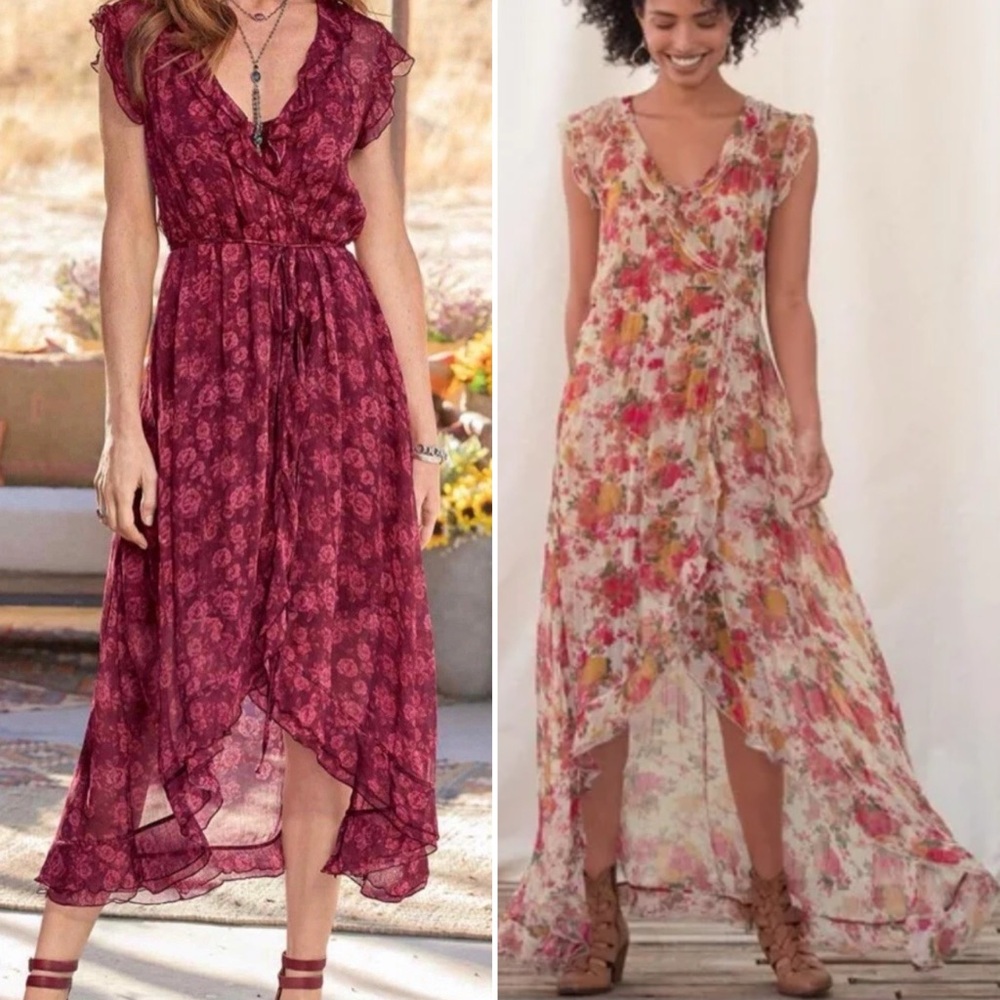 RARE ✨ Sundance red Blooms Dress Rose Garden Party dress size Petite Small - Picture 2 of 16